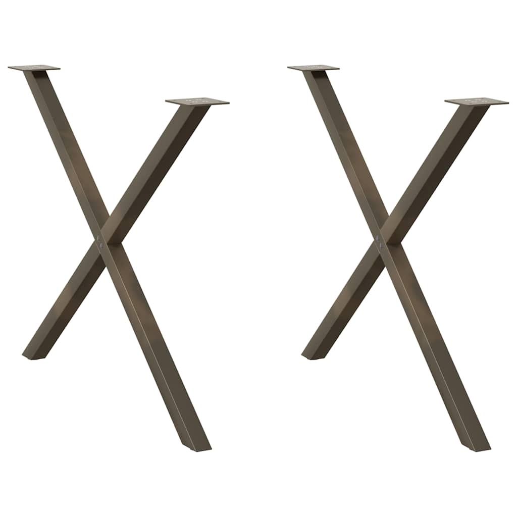vidaXL Patas para mesa de comedor en forma de X (2 unidades, acero natural, 90 x 72-73 cm)