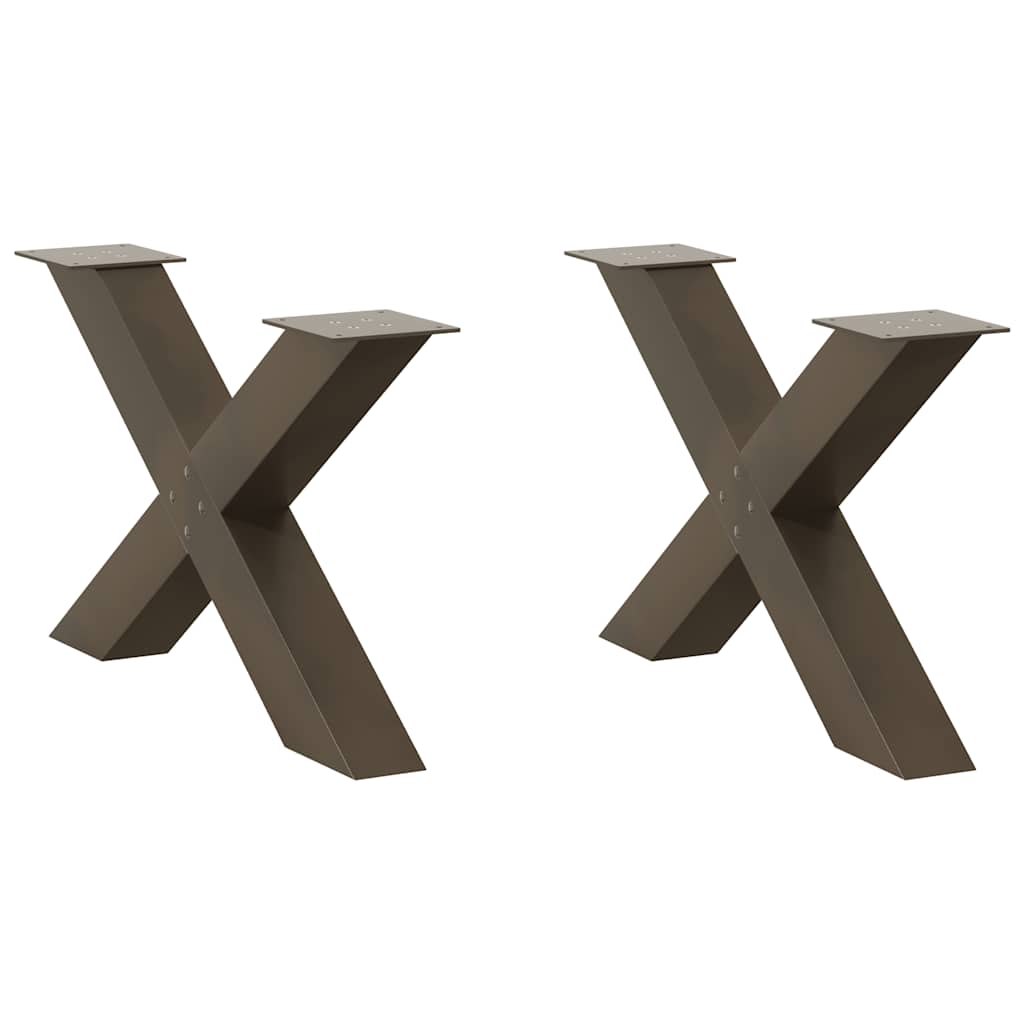 vidaXL Patas para mesa de centro en forma de X (2 unidades), acero natural, 70 x (42-43) cm.
