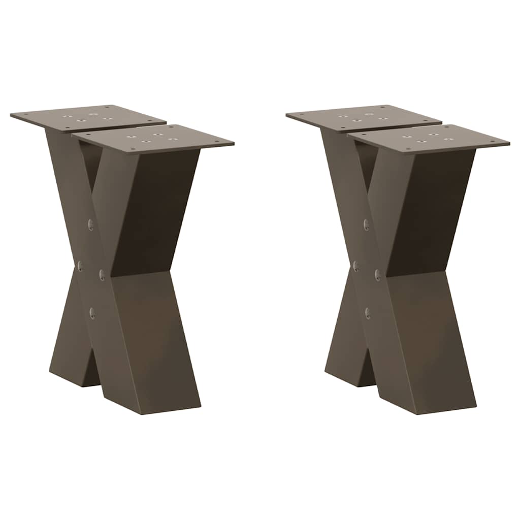 vidaXL Patas para mesa de centro en forma de X (2 unidades, acero natural, 30 x 30-31 cm)