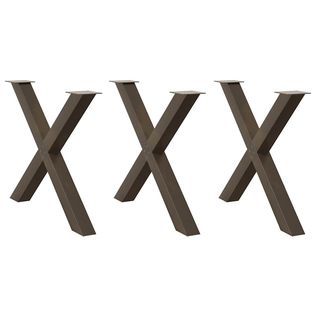 vidaXL Patas para mesa de comedor en forma de X (3 unidades, acero natural, 90 x 72-73 cm)