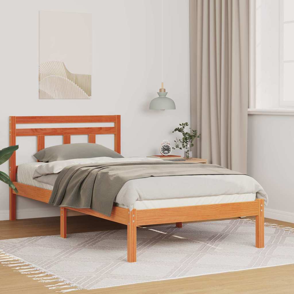 vidaXL Estructura de cama Marrón 75 x 190 cm Madera maciza de pino