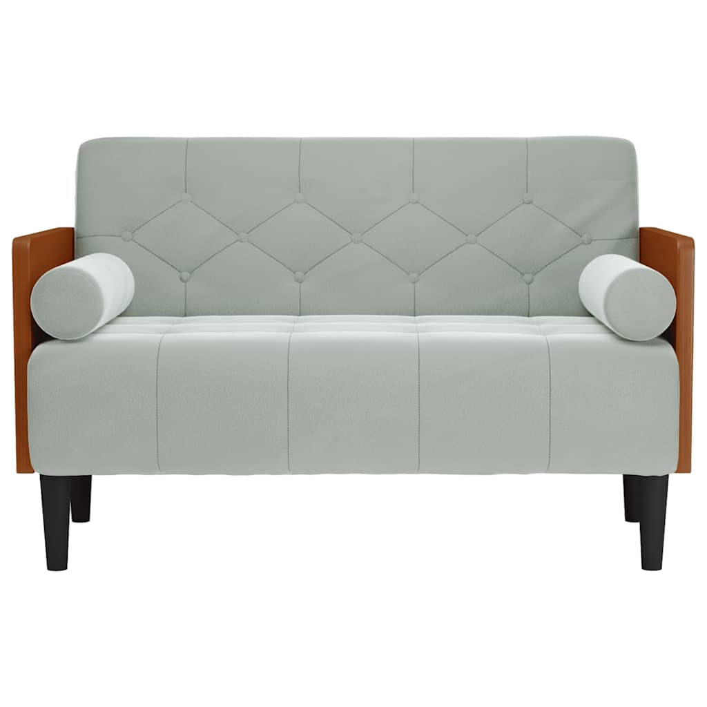 vidaXL Zweisitzer-Sofa mit Nackenrollen Hellgrau 110 cm Samt - Image 3