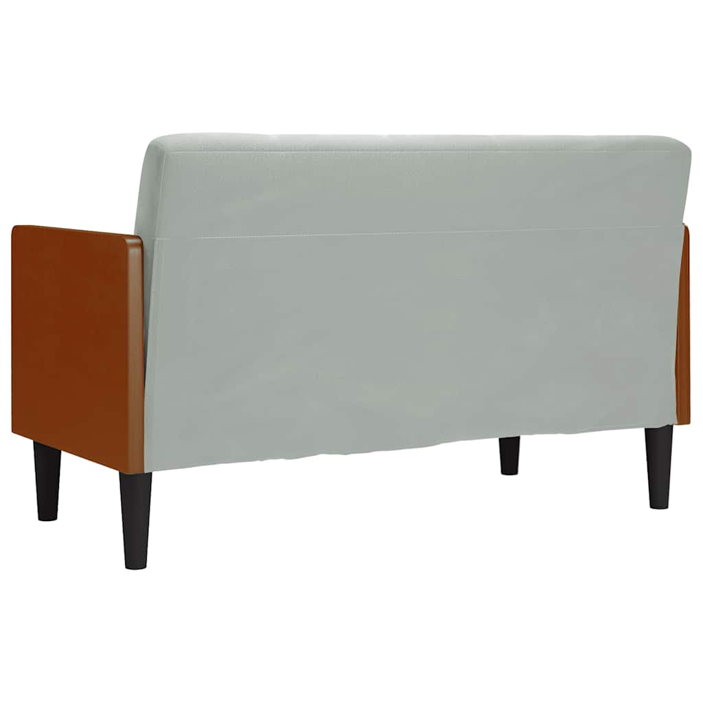 vidaXL Zweisitzer-Sofa mit Nackenrollen Hellgrau 110 cm Samt - Image 5