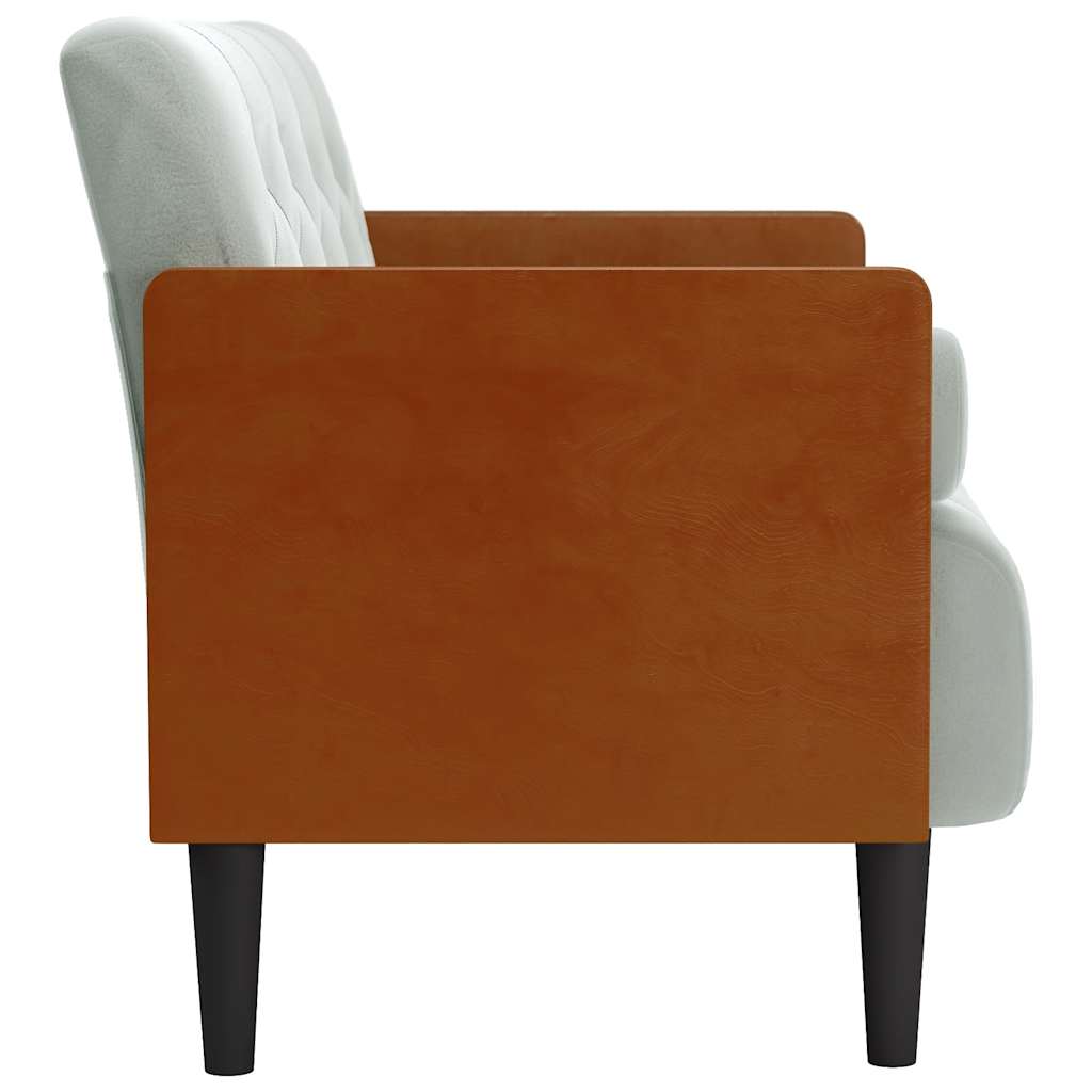 vidaXL Zweisitzer-Sofa mit Nackenrollen Hellgrau 110 cm Samt - Image 4