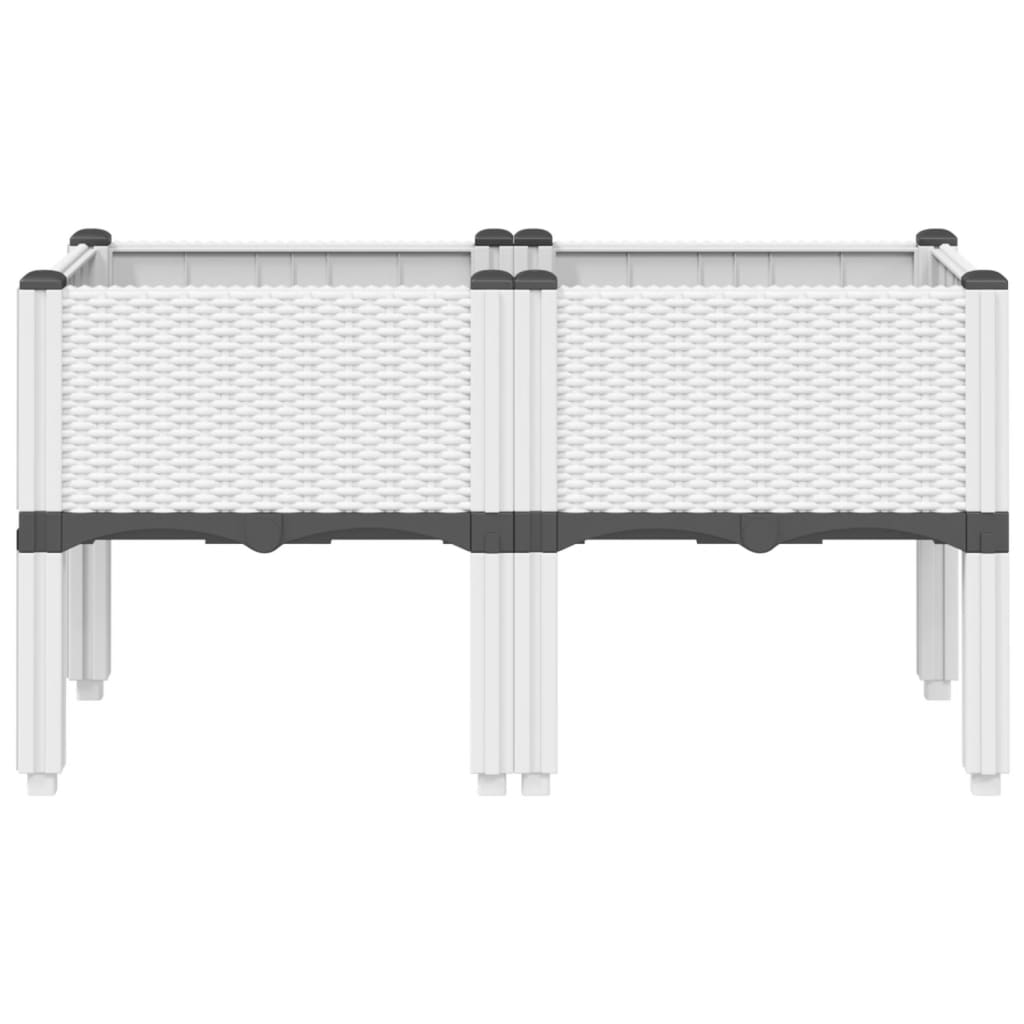 vidaXL Pflanzkasten mit Beinen Weiß 80x40x42 cm PP - Image 3