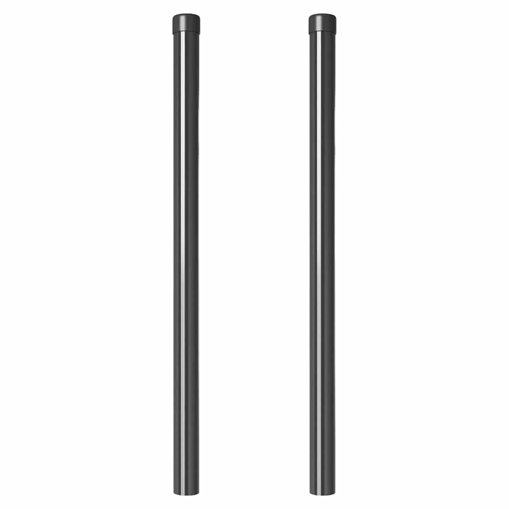 vidaXL Zaunpfosten 2 pcs Grau 90 cm Pulverbeschichteter Stahl - Image 3