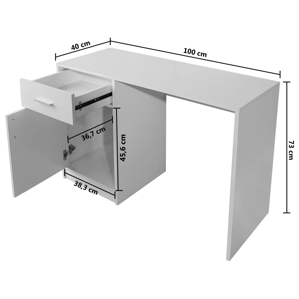 vidaXL Schreibtisch mit Schublade und Schrank Weiß 100x40x73 cm - Image 6