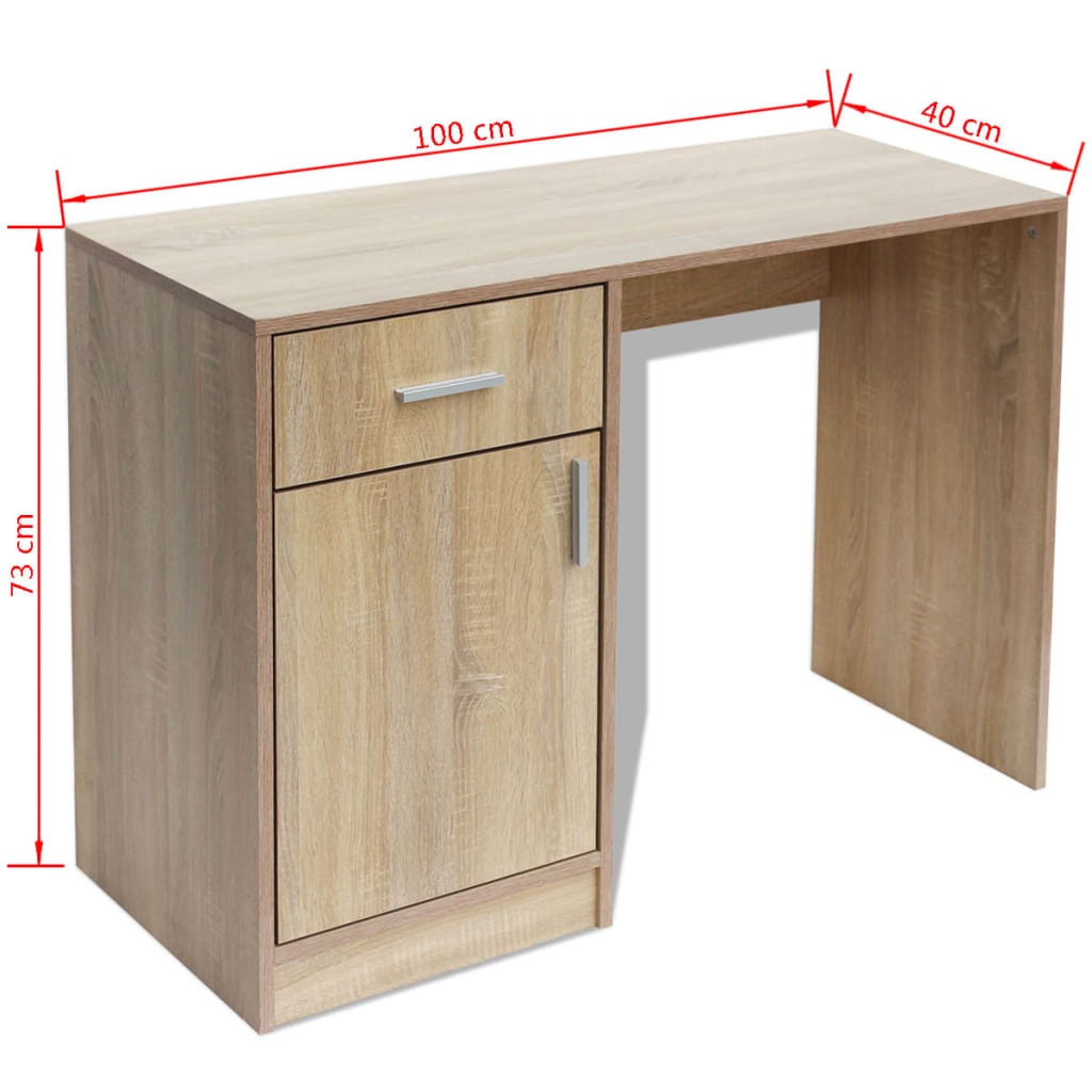 vidaXL Schreibtisch mit Schublade und Schrank Eiche 100x40x73 cm - Image 6
