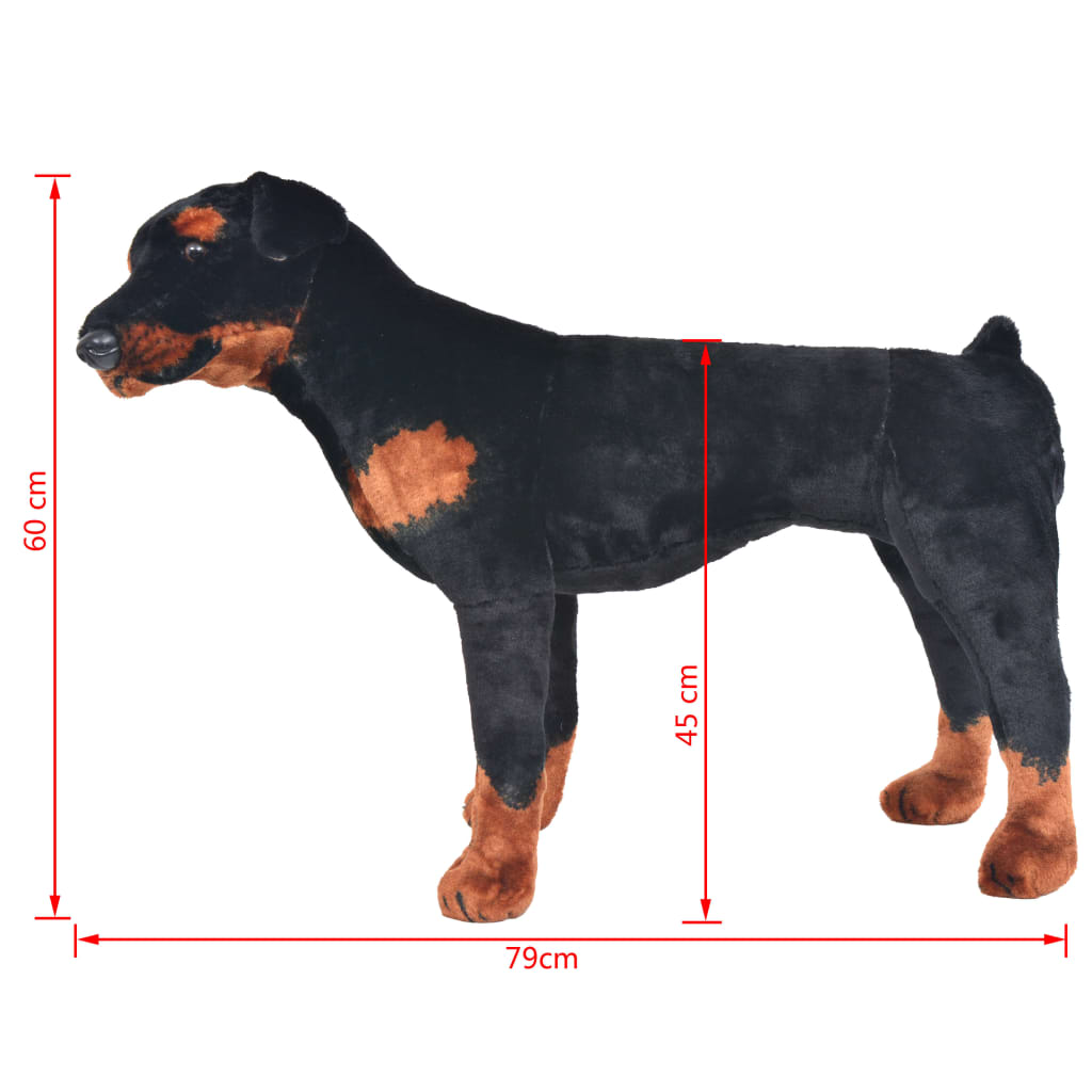 vidaXL Plüschtier Hund Rottweiler Stehend Plüsch Schwarz und Braun XXL - Image 5