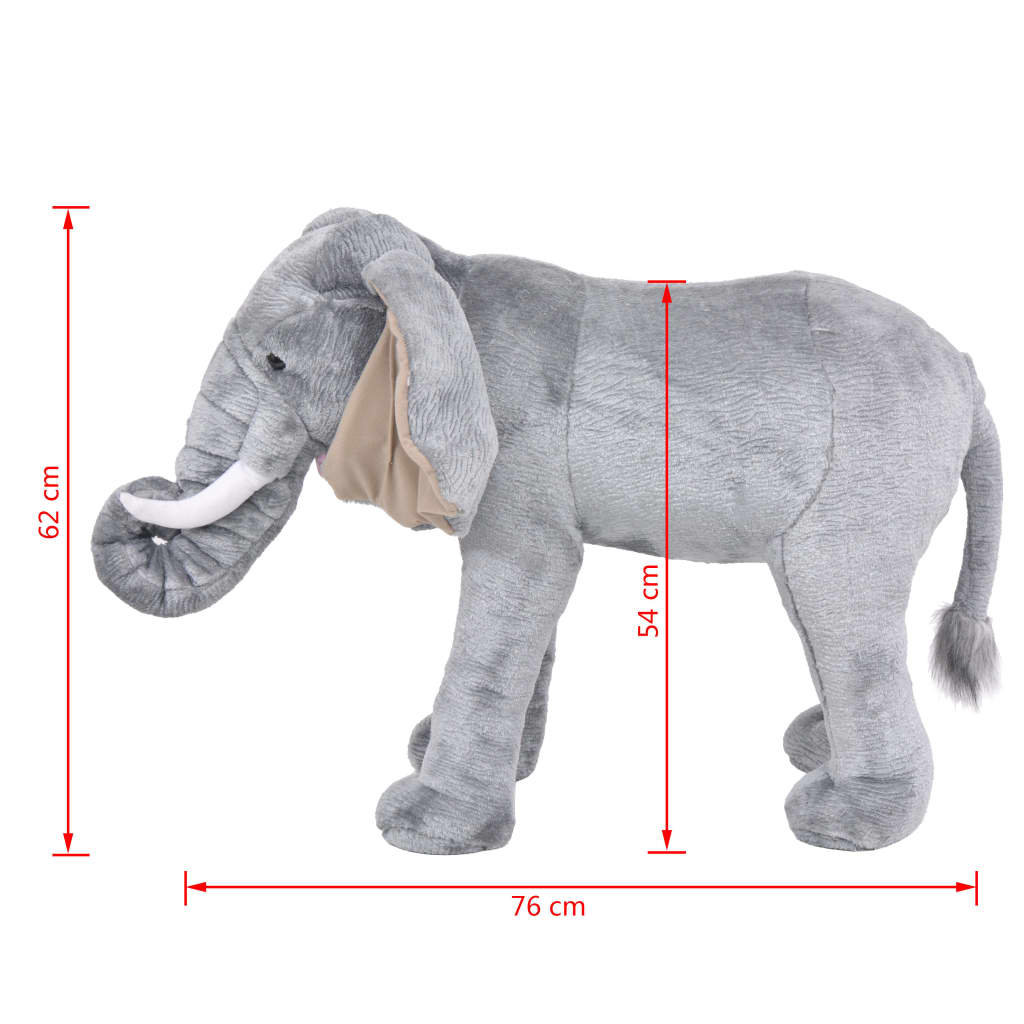 vidaXL Plüschtier Elefant Stehend Plüsch Grau XXL - Image 5