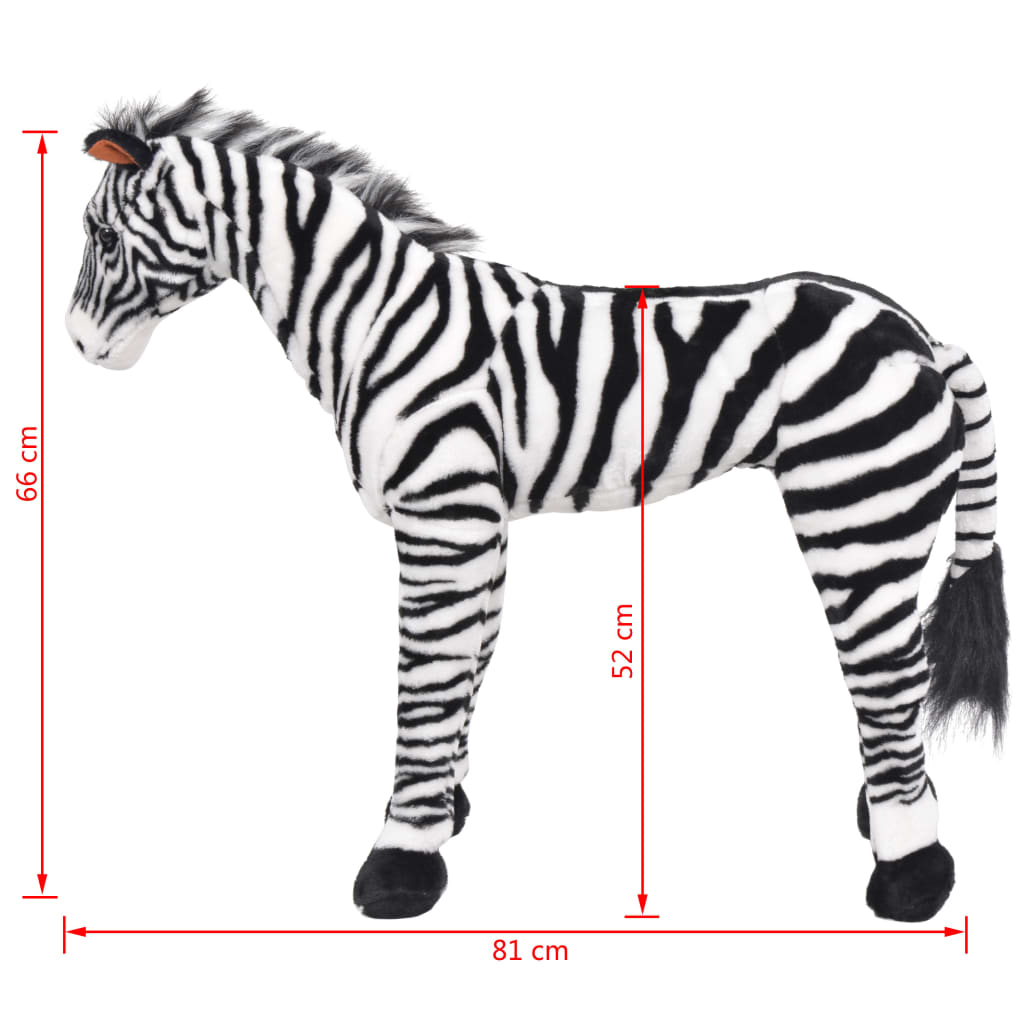 vidaXL Plüschtier Zebra Stehend Plüsch Schwarz und Weiß XXL - Image 5