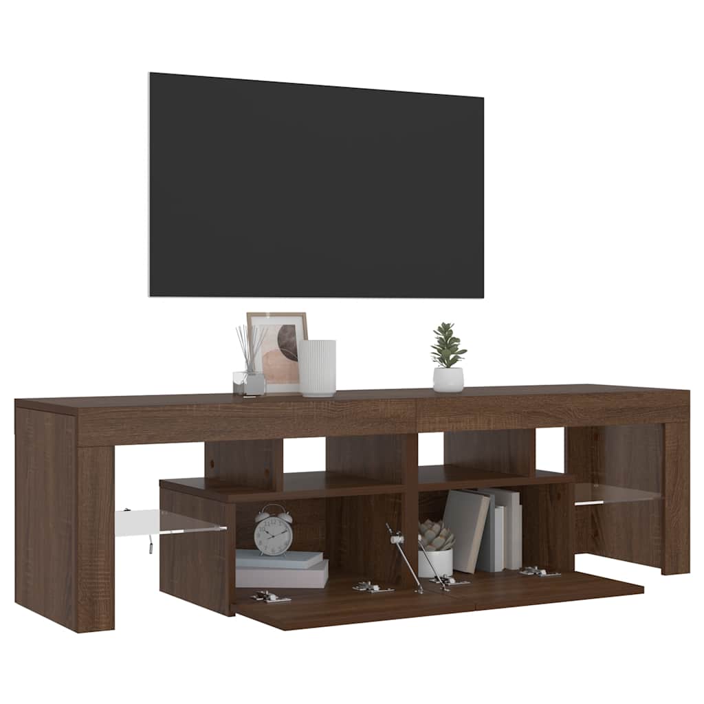 vidaXL Meuble TV avec lumières LED Chêne marron 140x36,5x40 cm - Image 4