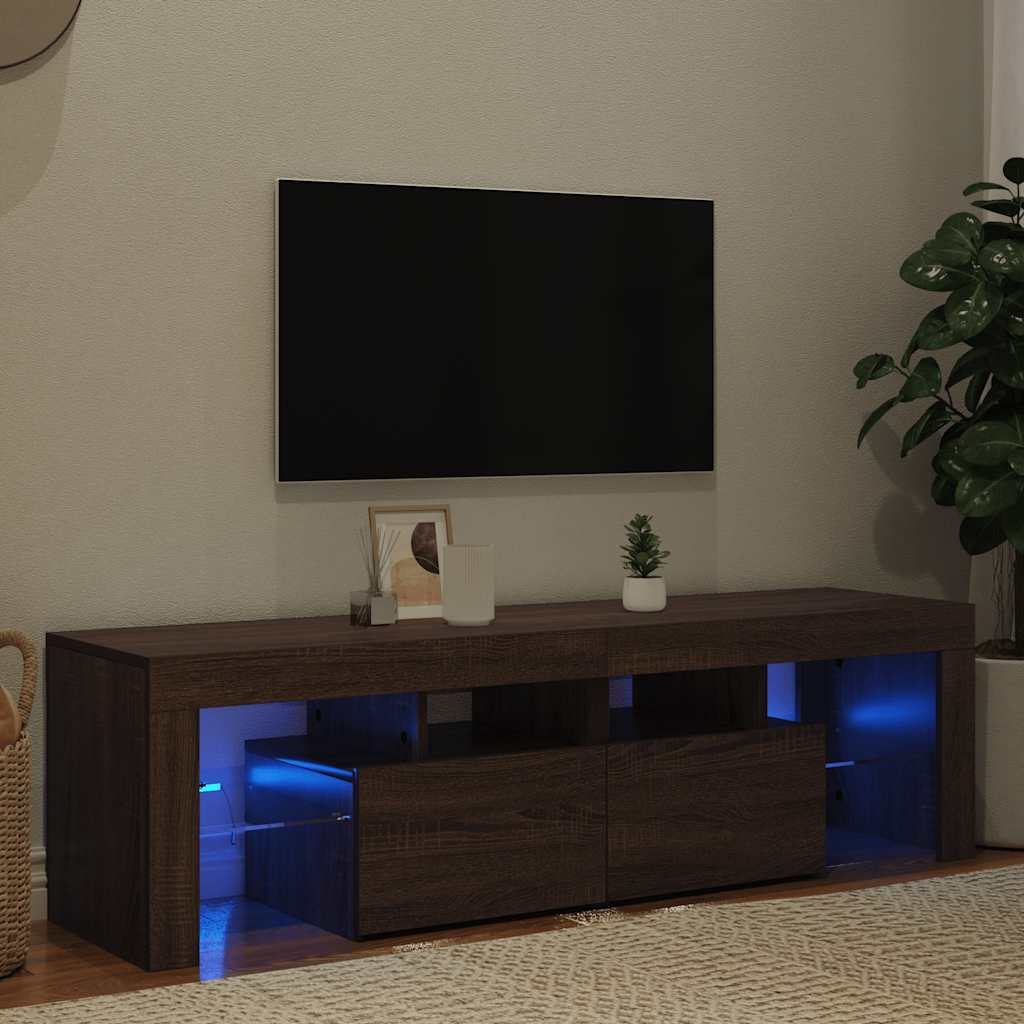 vidaXL Meuble TV avec lumières LED Chêne marron 140x36,5x40 cm - Image 3