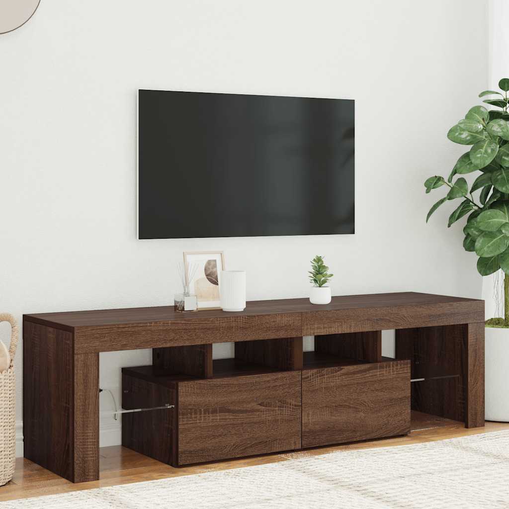 vidaXL Meuble TV avec lumières LED Chêne marron 140x36,5x40 cm