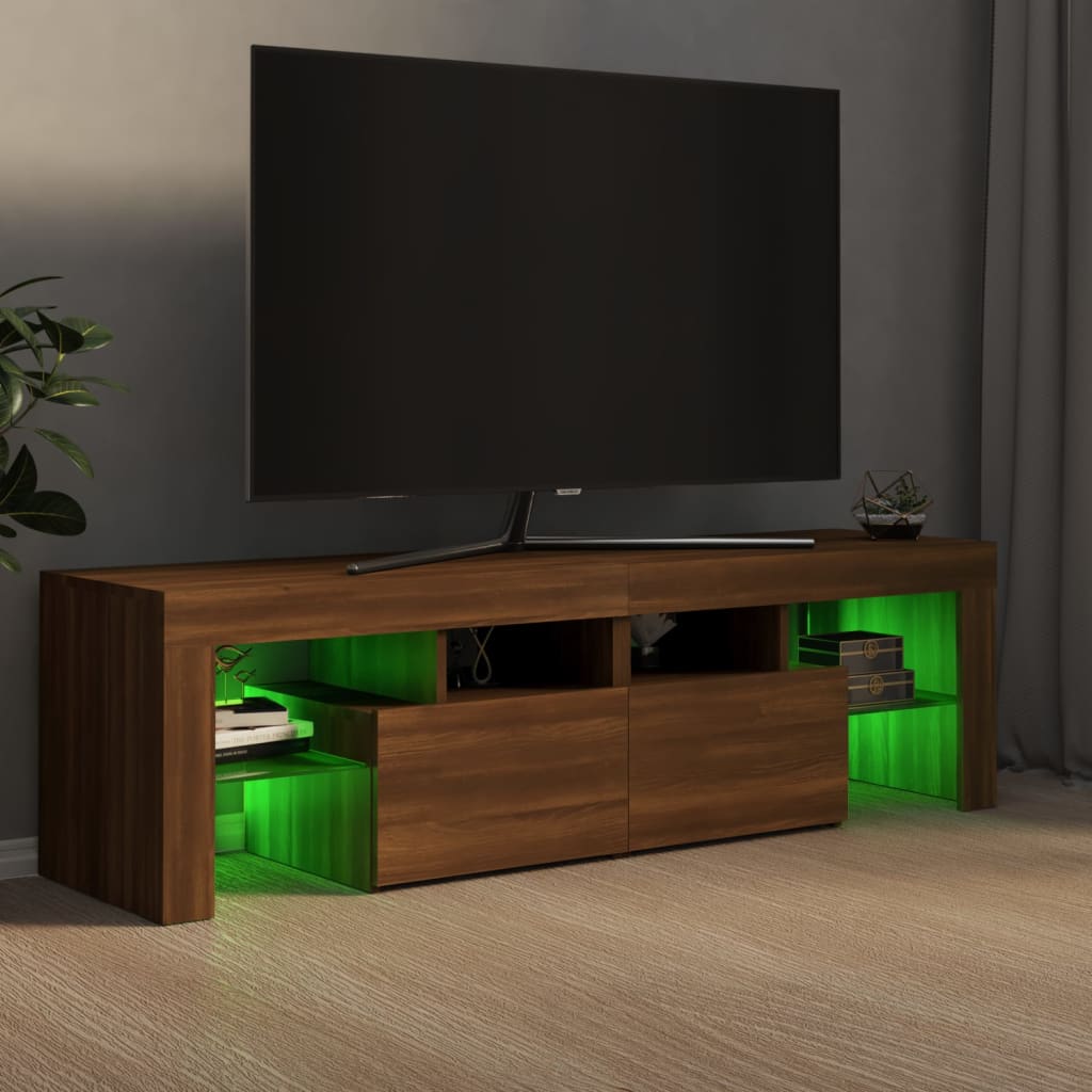 vidaXL Meuble TV avec lumières LED Chêne marron 140x36,5x40 cm - Image 5