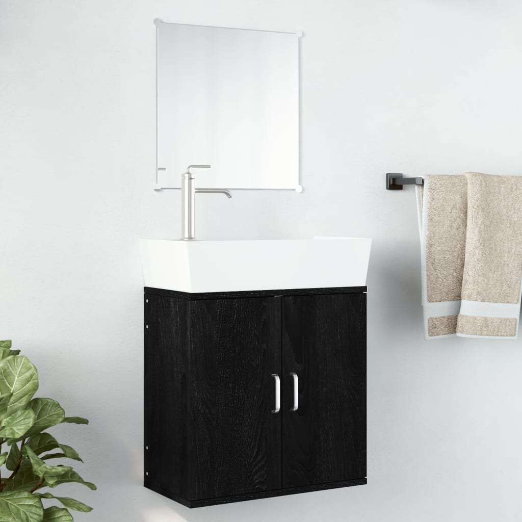 vidaXL Ensemble de meubles salle de bain 2 pcs noir bois d'ingénierie