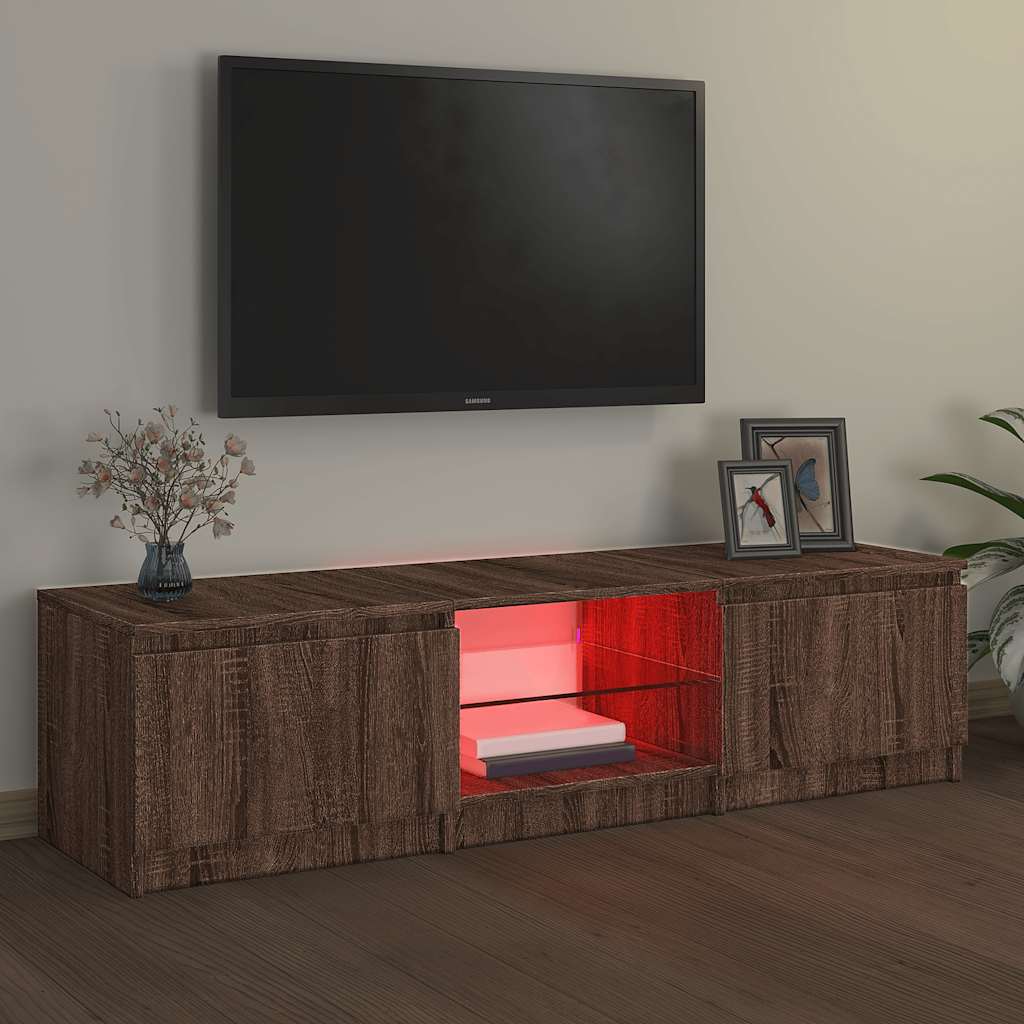 vidaXL Meuble TV avec lumières LED Chêne marron 140x40x36 cm - Image 3