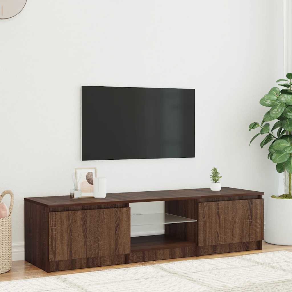 vidaXL Meuble TV avec lumières LED Chêne marron 140x40x36 cm