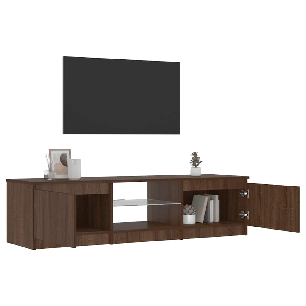 vidaXL Meuble TV avec lumières LED Chêne marron 140x40x36 cm - Image 4