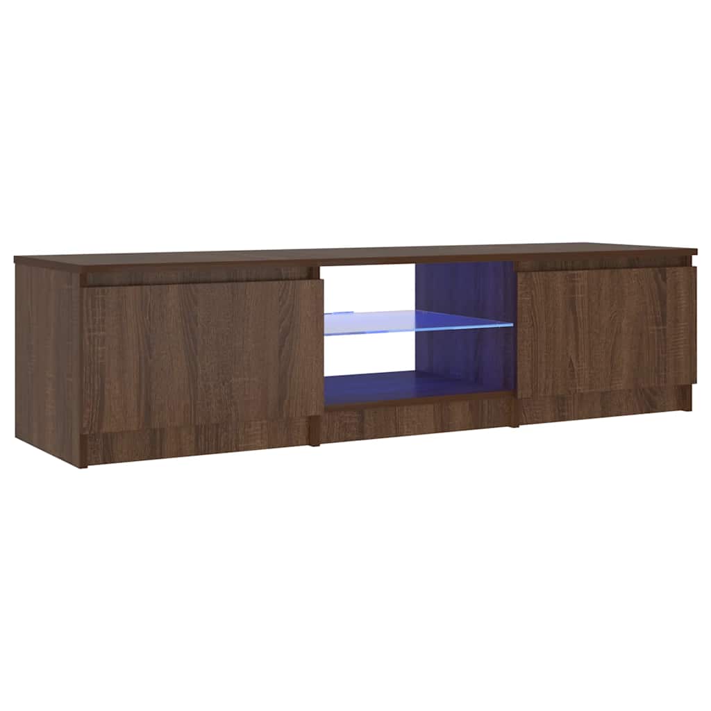 vidaXL Meuble TV avec lumières LED Chêne marron 140x40x36 cm - Image 5