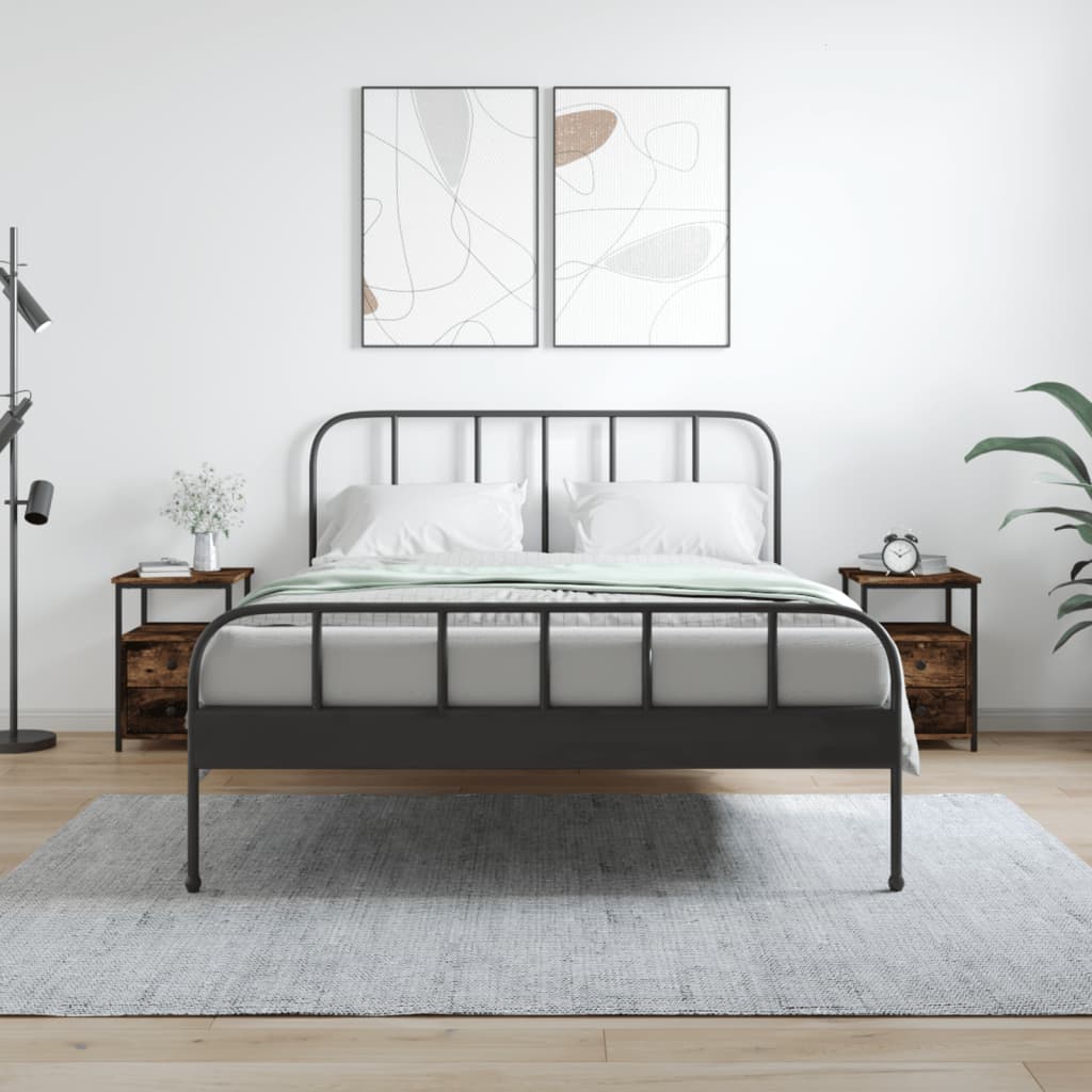 vidaXL Tables de chevet 2 pcs chêne fumé 34x35,5x50 cm bois ingénierie