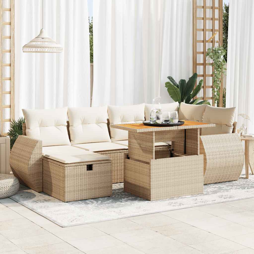 vidaXL Salon de jardin avec coussins 8 pcs beige résine tressée acacia
