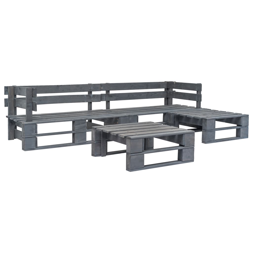 vidaXL Salon de jardin palette 4 pcs Bois Gris