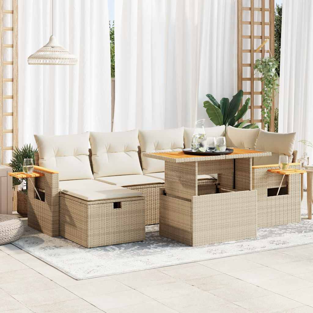 vidaXL Salon de jardin avec coussins 8 pcs beige résine tressée