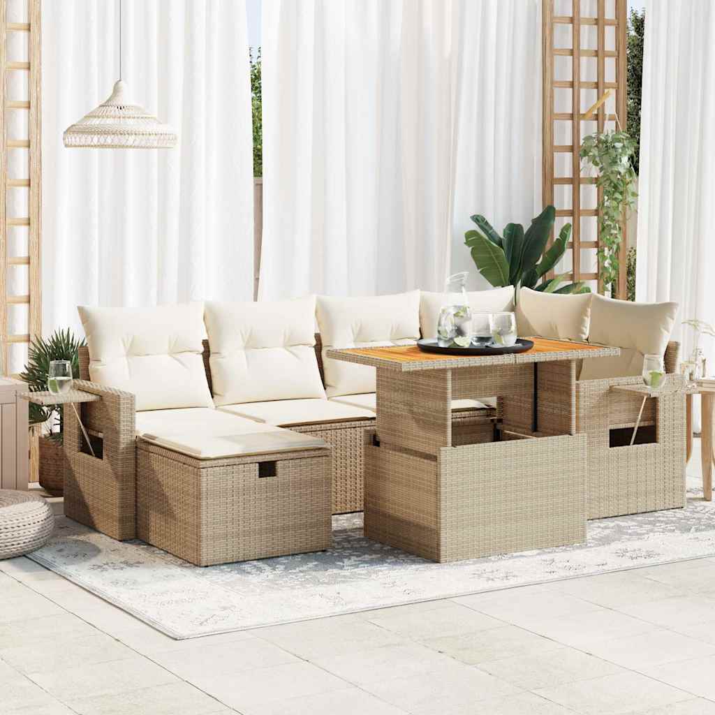 vidaXL Salon de jardin avec coussins 8 pcs beige résine tressée acacia