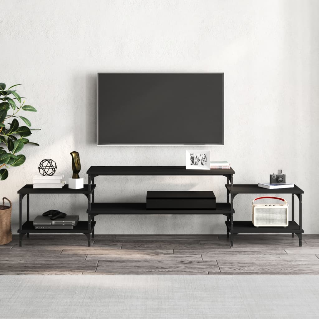 vidaXL TV-Schrank Schwarz 197x35x52 cm Holzwerkstoff - Image 3