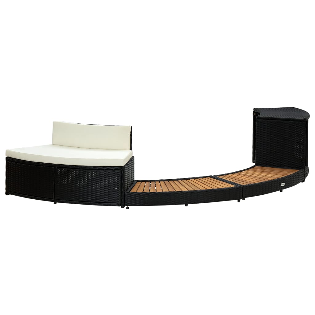 vidaXL Whirlpool-Einfassung Schwarz Poly Rattan und Massivholz Akazie - Image 3