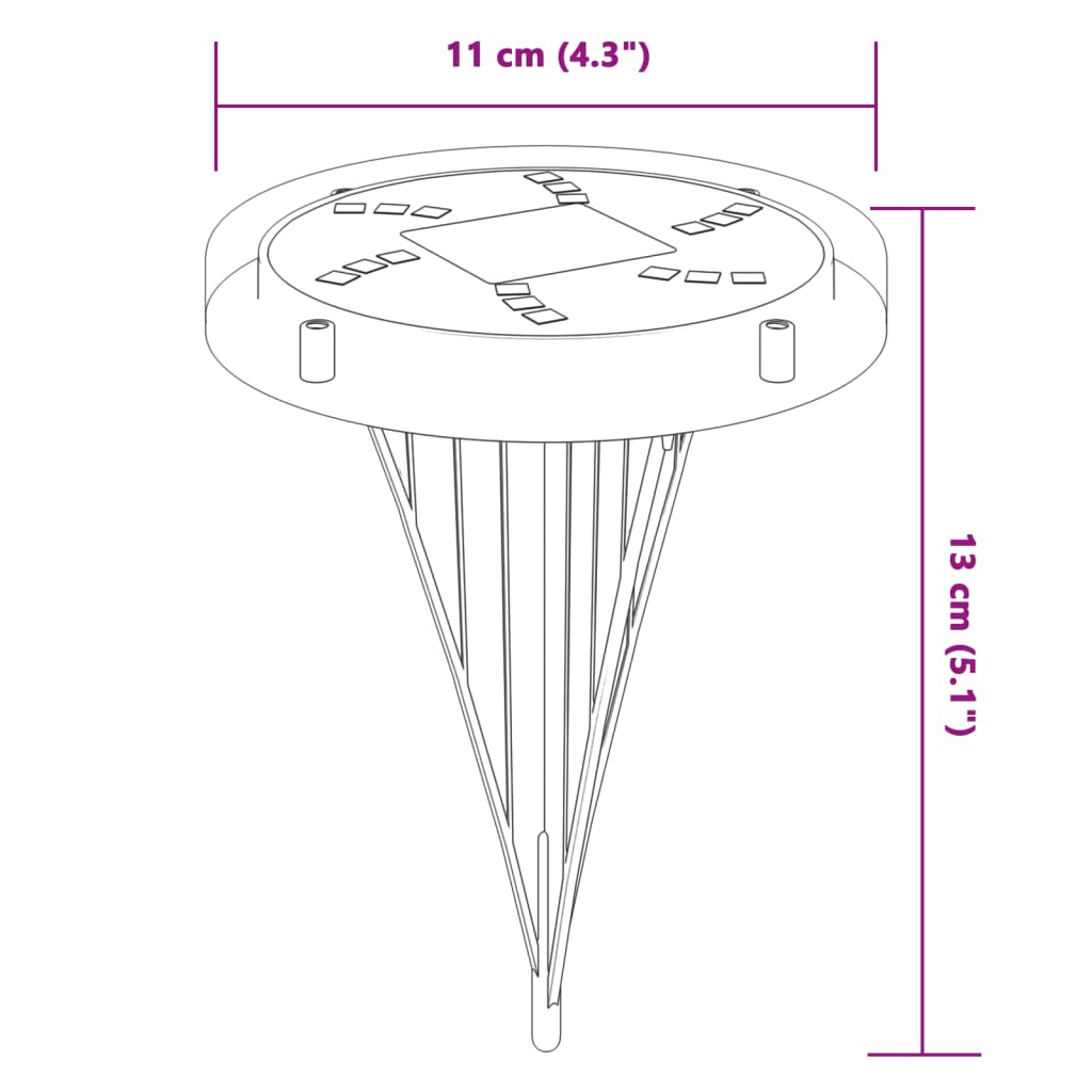 vidaXL Solar-Bodenleuchten mit Erdspieß 4 Stk. Warmweiß - Image 6