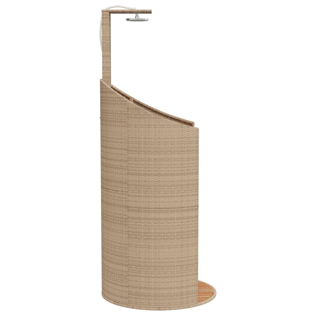 vidaXL Gartendusche Beige 100x100x241,5 cm Poly Rattan Akazienholz - Image 6