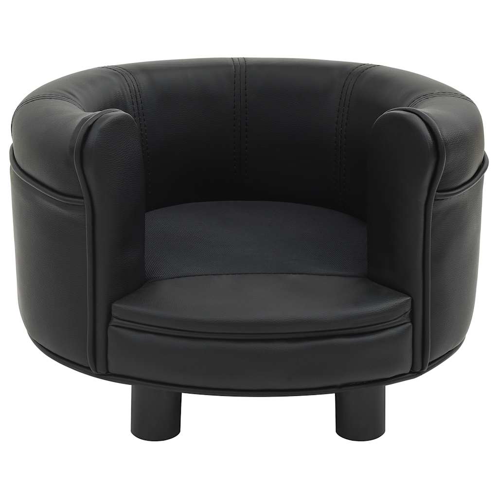 vidaXL Hundesofa Schwarz 48x48x32 cm Plüsch und Kunstleder - Image 3