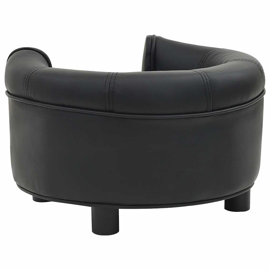 vidaXL Hundesofa Schwarz 48x48x32 cm Plüsch und Kunstleder - Image 5