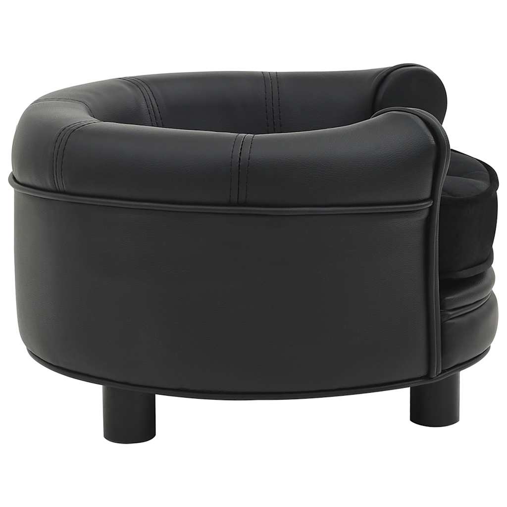 vidaXL Hundesofa Schwarz 48x48x32 cm Plüsch und Kunstleder - Image 4