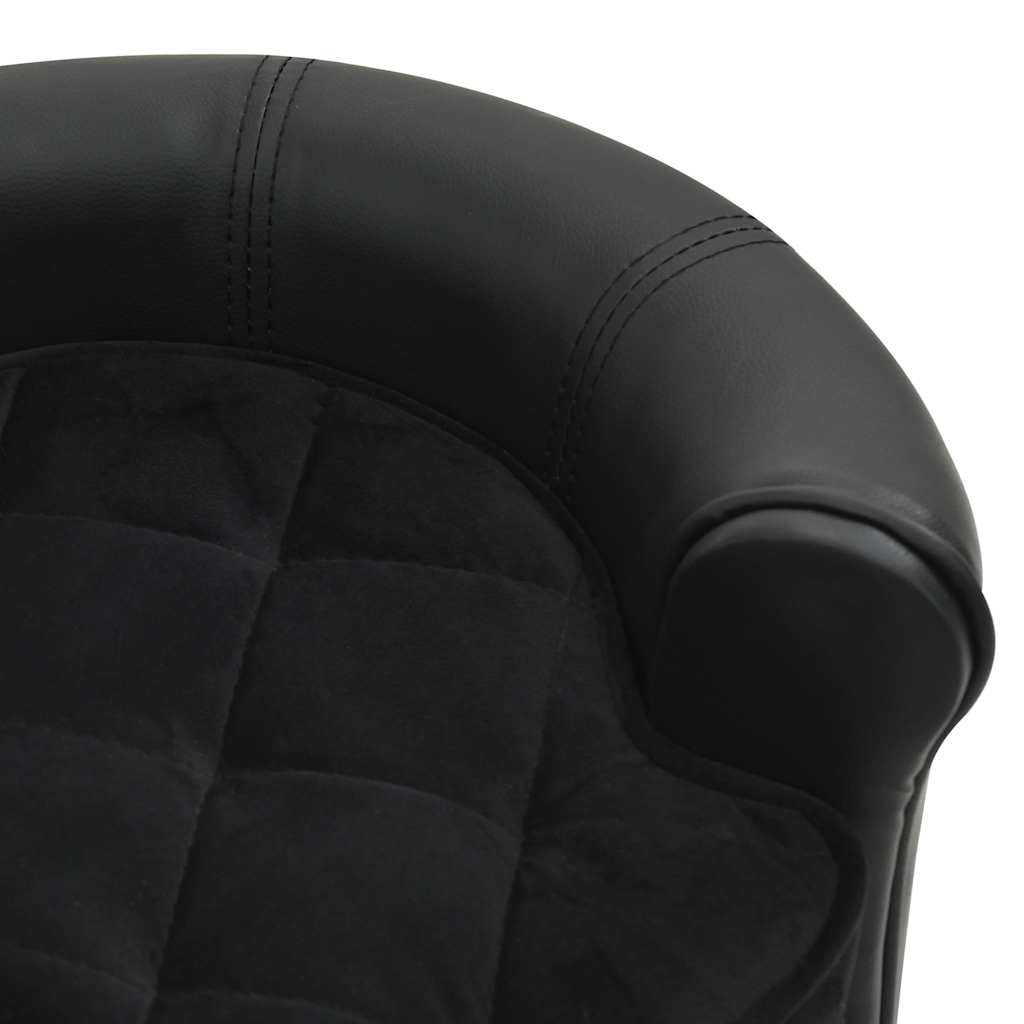 vidaXL Hundesofa Schwarz 48x48x32 cm Plüsch und Kunstleder - Image 6