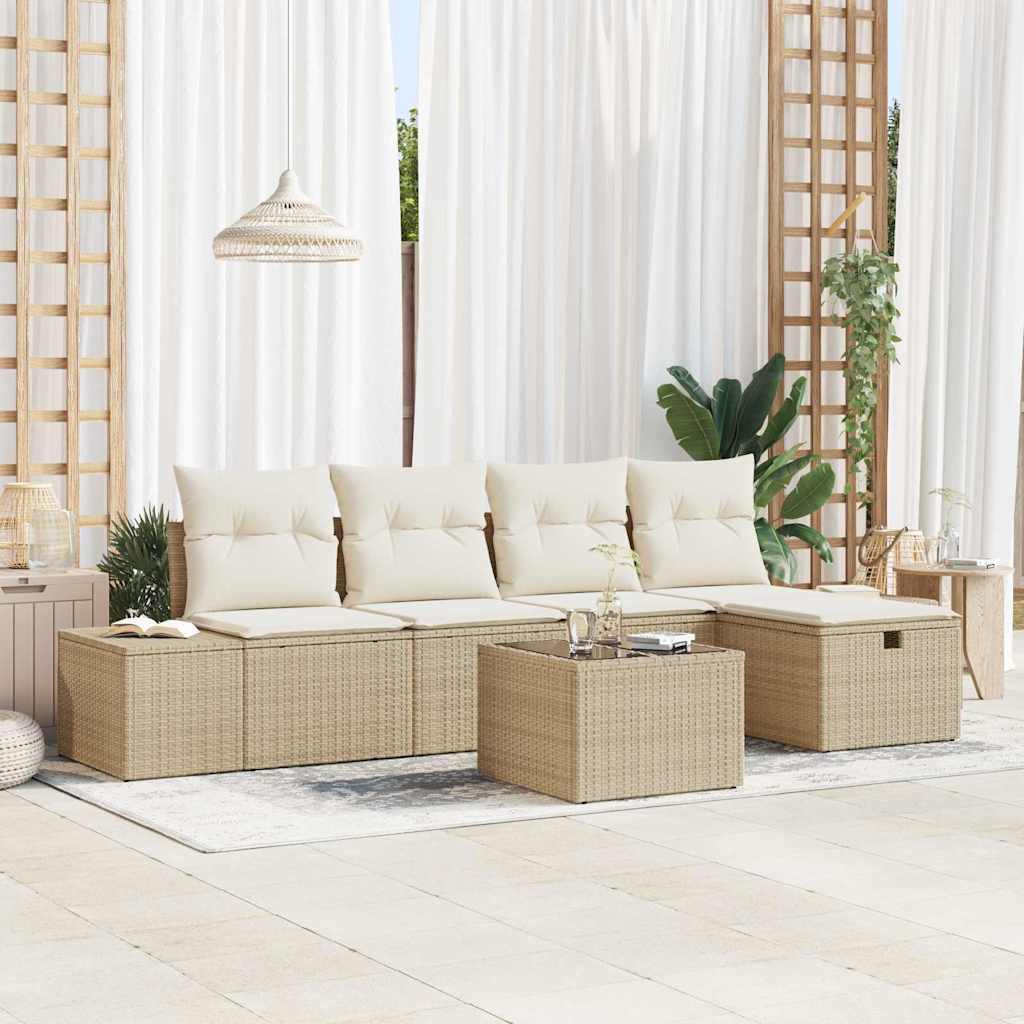 vidaXL Sofa Set mit Kissen 6 pcs Poly-Rattan