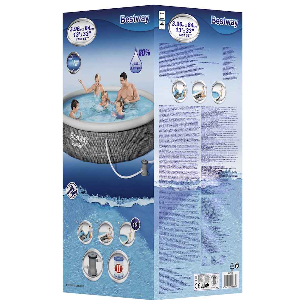 Bestway Fast Set Aufblasbares Pool-Set mit Pumpe 396x84 cm - Image 5