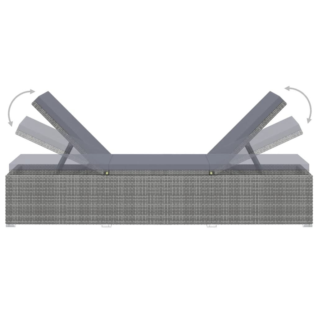 vidaXL Sonnenliege mit Dunkelgrauer Auflage Poly Rattan Grau - Image 5