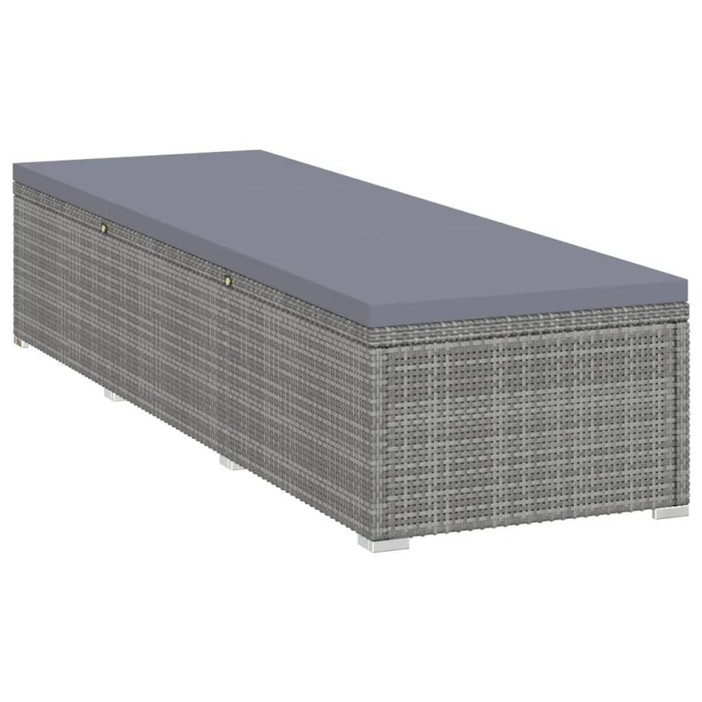 vidaXL Sonnenliege mit Dunkelgrauer Auflage Poly Rattan Grau - Image 3