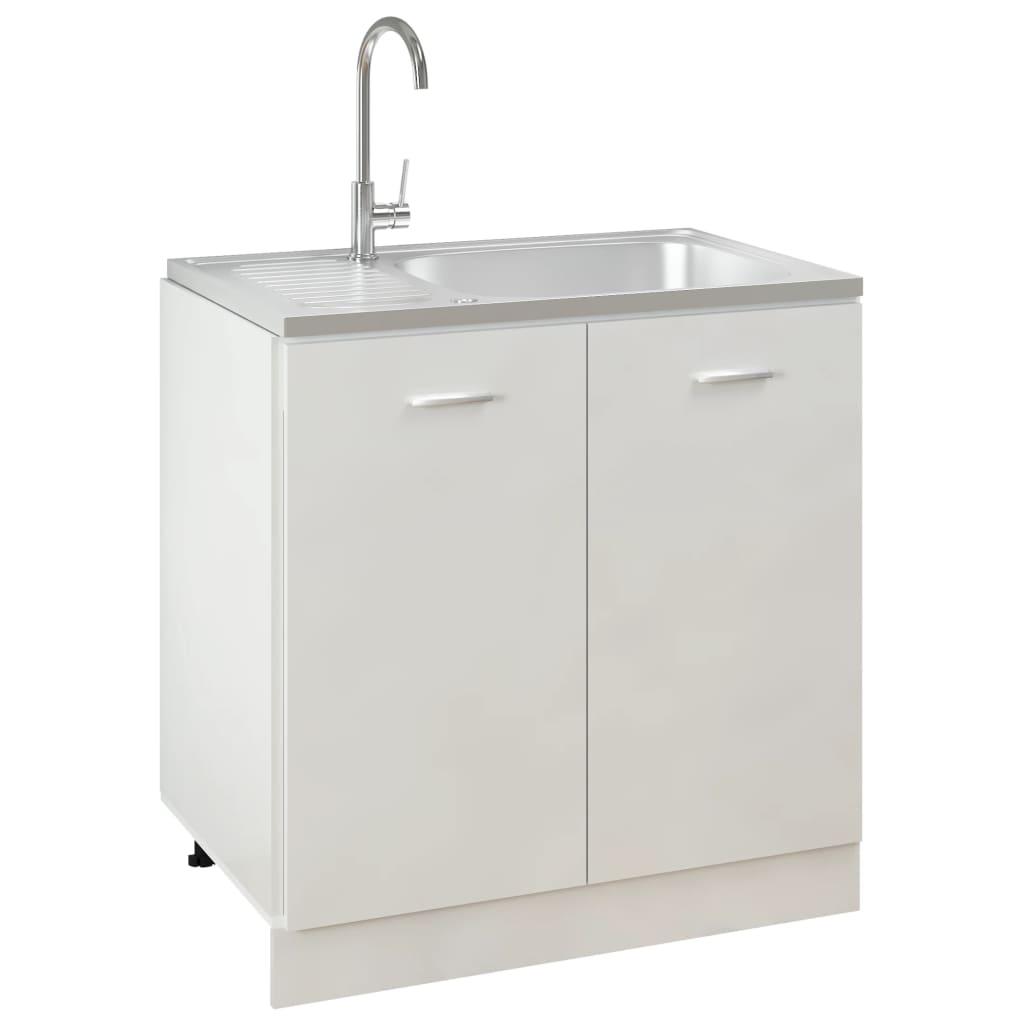 vidaXL Spüle mit Abtropffläche Set Silbern 800x500x155 mm Edelstahl - Image 4