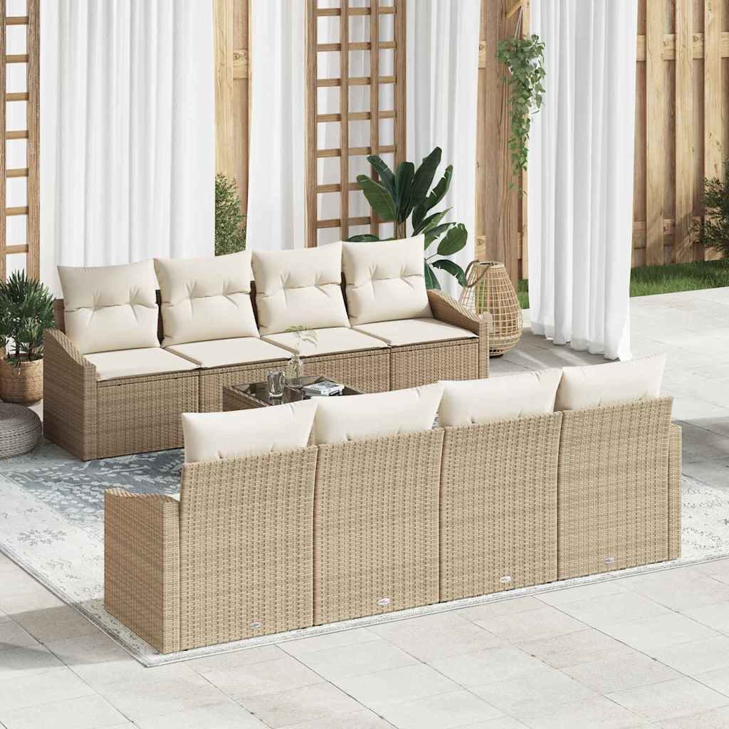 vidaXL Sofa Set mit Kissen 7 pcs Beige und Creme Poly-Rattan
