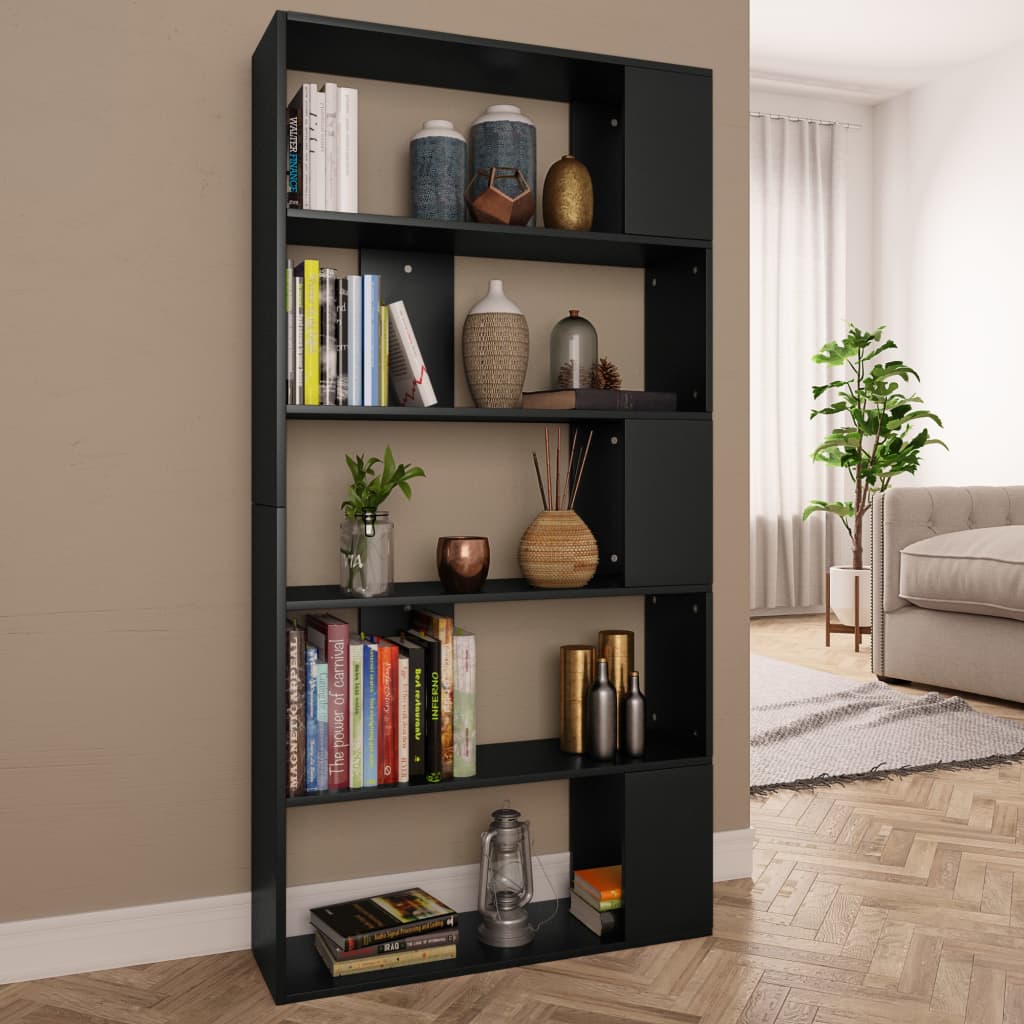 vidaXL Bücherregal/Raumteiler Schwarz 80x24x159 cm Holzwerkstoff