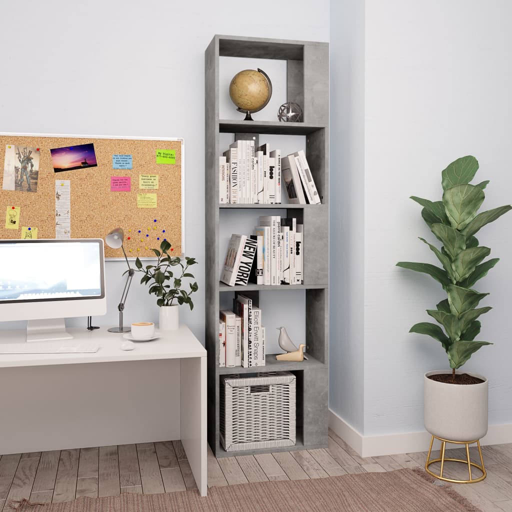 vidaXL Bücherregal/Raumteiler Betongrau 45x24x159 cm Holzwerkstoff