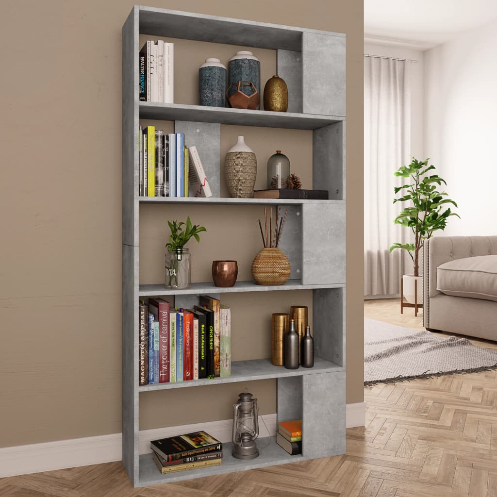 vidaXL Bücherregal/Raumteiler Betongrau 80x24x159 cm Holzwerkstoff