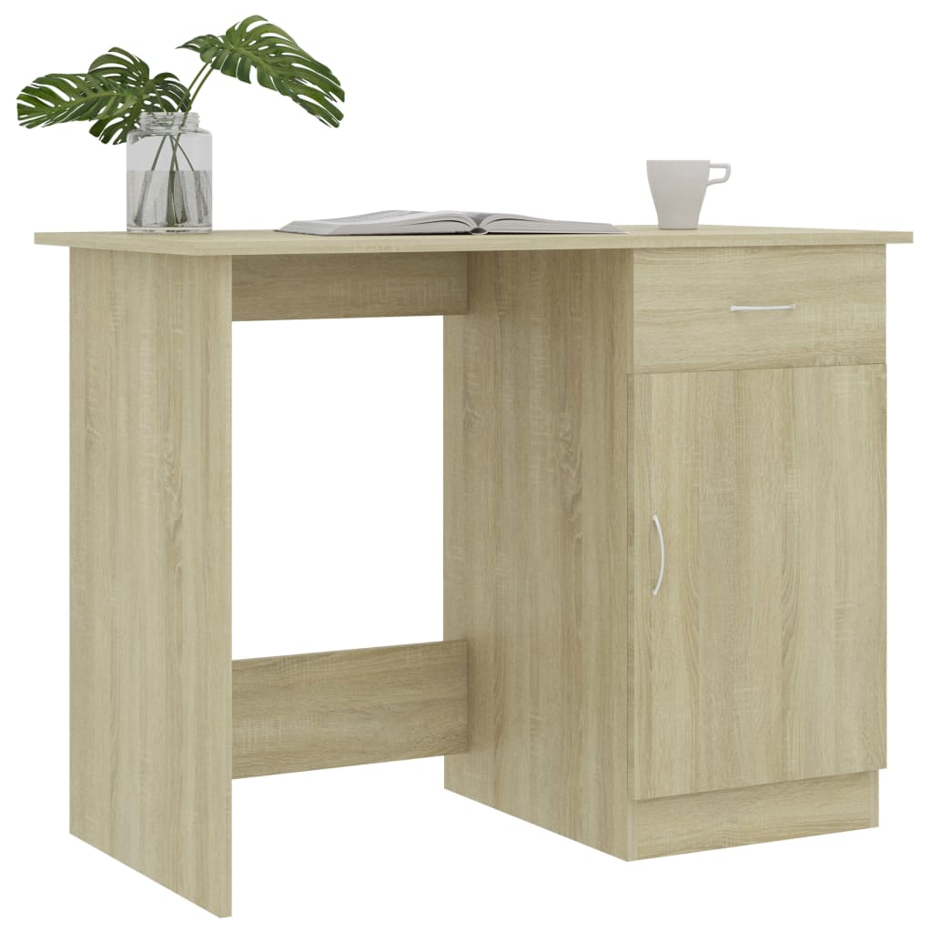 vidaXL Schreibtisch Sonoma-Eiche 100x50x76 cm Holzwerkstoff - Image 3