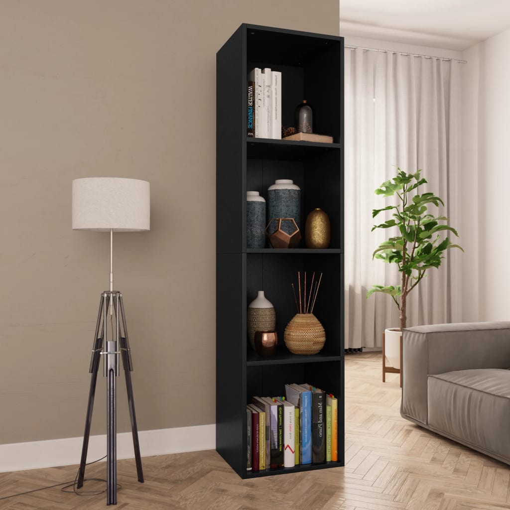 vidaXL Bücherregal/TV-Schrank Schwarz 36x30x143 cm Holzwerkstoff