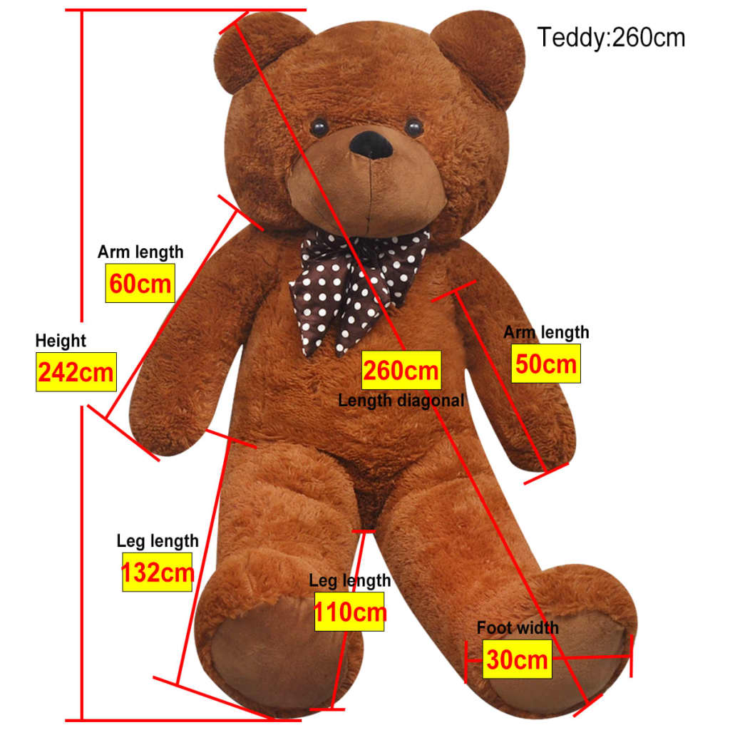 vidaXL Teddybär Kuscheltier Plüsch Braun 242 cm - Image 5