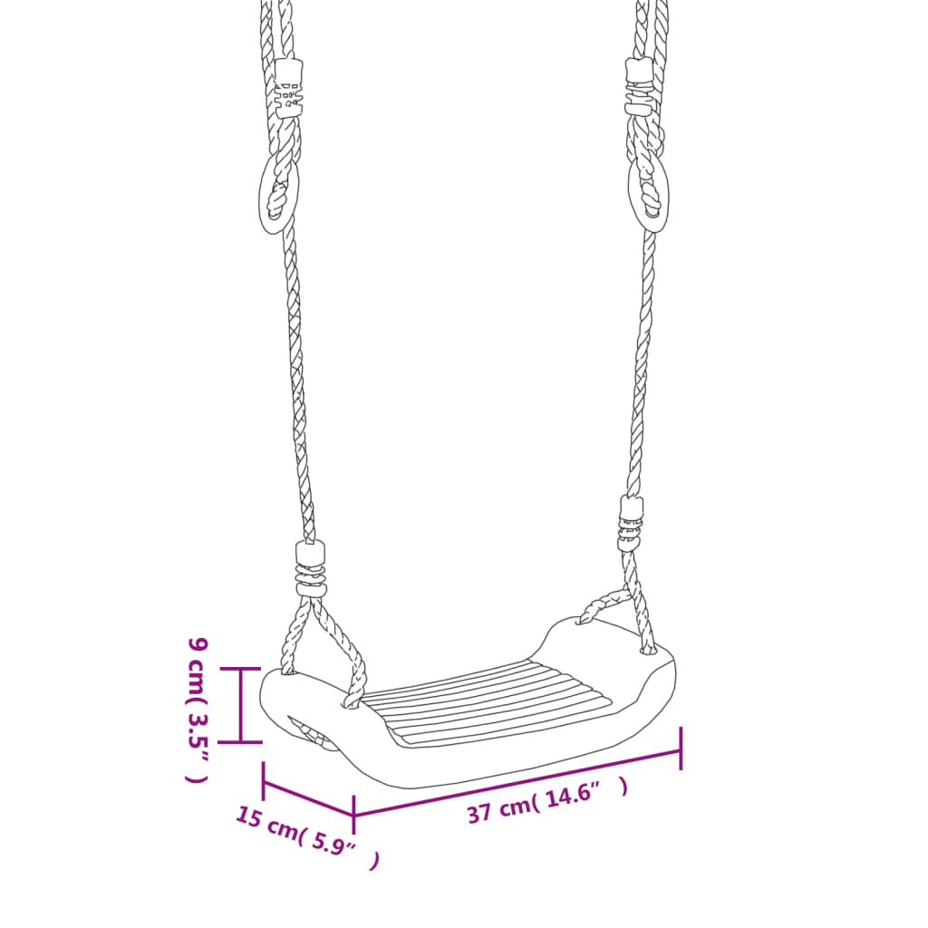 vidaXL Schaukelsitz mit Seilleiter Blau 37x15 cm PE - Image 5